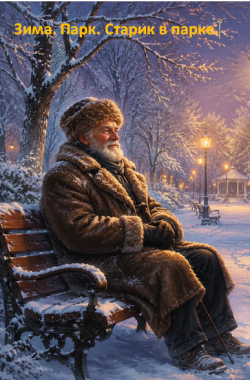 Обложка книги Зима. Парк. Старик на лавочке.